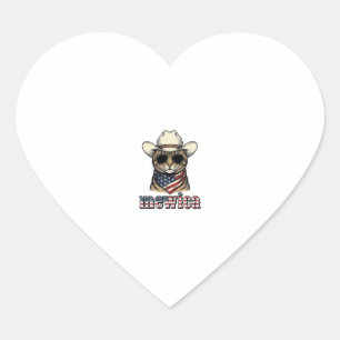 Patriotisches Cowboy-Katze Mewica Vintage-Vector-D Herz-Aufkleber