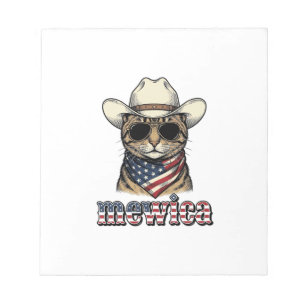 Patriotisches Cowboy-Katze Mewica Vintage-Vector-D Notizblock