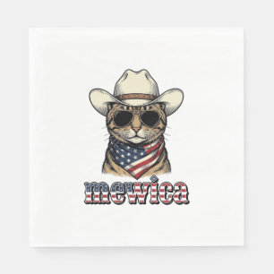 Patriotisches Cowboy-Katze Mewica Vintage-Vector-D Serviette