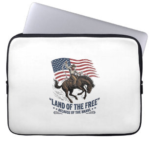 Patriotisches Cowboy-Land der Freien Western-Hemd Laptopschutzhülle