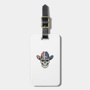 Patriotisches Cowboy-Schädel-Vintage-Stickerei-Shi Gepäckanhänger