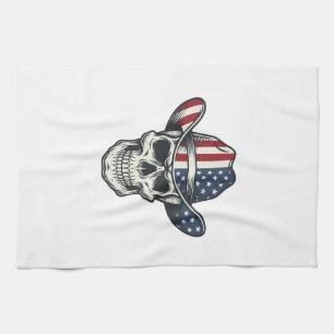 Patriotisches Cowboy-Schädel-Vintage-Stickerei-Shi Geschirrtuch