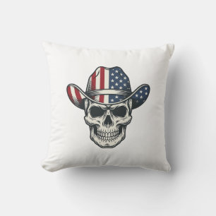 Patriotisches Cowboy-Schädel-Vintage-Stickerei-Shi Kissen
