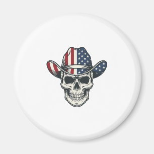 Patriotisches Cowboy-Schädel-Vintage-Stickerei-Shi Magnet