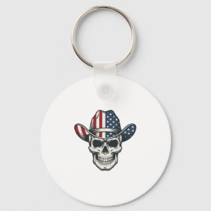 Patriotisches Cowboy-Schädel-Vintage-Stickerei-Shi Schlüsselanhänger