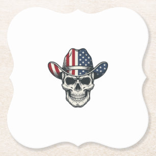 Patriotisches Cowboy-Schädel-Vintage-Stickerei-Shi Untersetzer