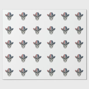 Patriotisches Cowboy-Totenkopf Vintage-Gravur-Shir Geschenkpapier