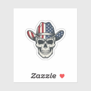 Patriotisches Cowboy-Totenkopf-Vintage-Stickerei-S Aufkleber