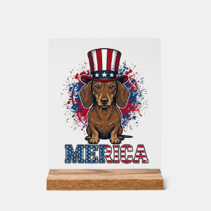 Patriotisches Dachshund-Merica-Vintage-Hund-Shirt_ Acrylschild