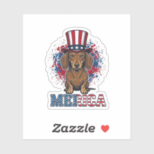 Patriotisches Dachshund-Merica-Vintage-Hund-Shirt_ Aufkleber