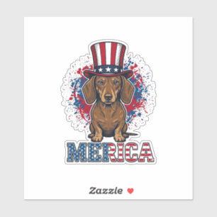 Patriotisches Dachshund Merica Vintage Hundeshirt_ Aufkleber