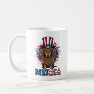 Patriotisches Dachshund Merica Vintage Hundeshirt_ Kaffeetasse