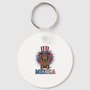 Patriotisches Dachshund Merica Vintage Hundeshirt_ Schlüsselanhänger