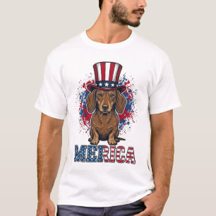 Patriotisches Dachshund Merica Vintage Hundeshirt_ T-Shirt