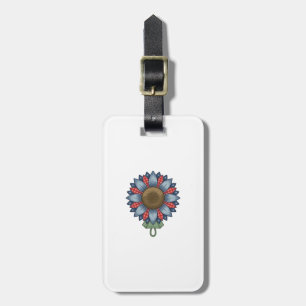 Patriotisches Denim-Sonnenblumen-Ornament Vintage Gepäckanhänger