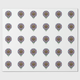 Patriotisches Denim-Sonnenblumen-Ornament Vintage Geschenkpapier