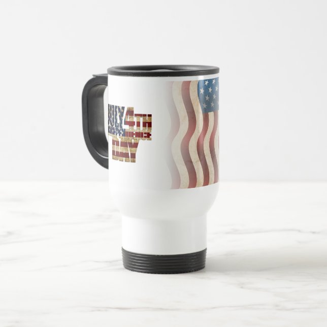 Patriotisches Design vom 4. Juli Reisebecher (Vorderseite Links)