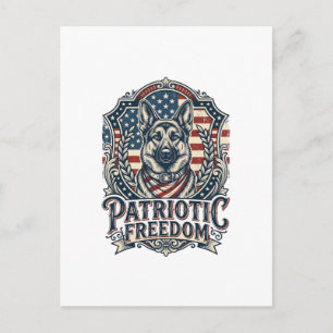 Patriotisches deutsches Schäferhund-Vektorgrafik-T Postkarte