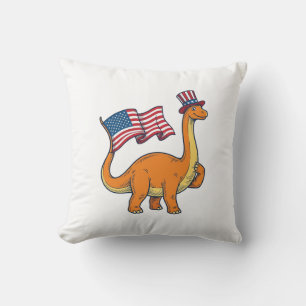 Patriotisches Dinosaurier-Flagge Vintage-Stickerei Kissen