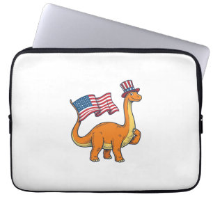 Patriotisches Dinosaurier-Flagge Vintage-Stickerei Laptopschutzhülle