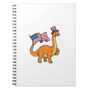 Patriotisches Dinosaurier-Flagge Vintage-Stickerei Notizblock