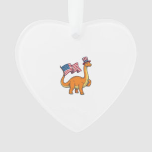 Patriotisches Dinosaurier-Flagge Vintage-Stickerei Ornament
