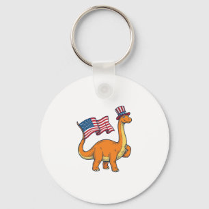 Patriotisches Dinosaurier-Flagge Vintage-Stickerei Schlüsselanhänger