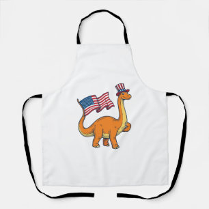 Patriotisches Dinosaurier-Flagge Vintage-Stickerei Schürze