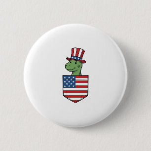 Patriotisches Dinosaurier-Tasche Vintage-Shirt-Des Button