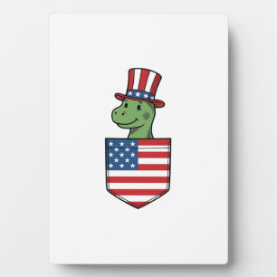 Patriotisches Dinosaurier-Tasche Vintage-Shirt-Des Fotoplatte