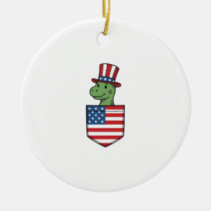 Patriotisches Dinosaurier-Tasche Vintage-Shirt-Des Keramik Ornament