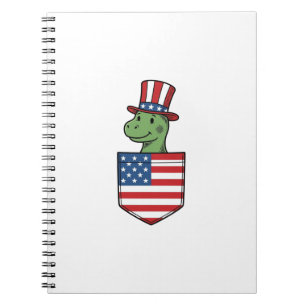 Patriotisches Dinosaurier-Tasche Vintage-Shirt-Des Notizblock