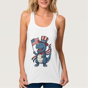 Patriotisches Dinosaurier Vintage Vector-Shirt Des Tank Top