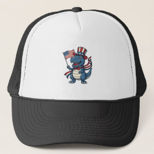 Patriotisches Dinosaurier-Vintage-Vector-Shirt-Des Truckerkappe