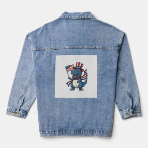 Patriotisches Dinosaurier Vintage Vektor-Shirt-Des Jeansjacke