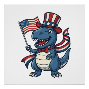 Patriotisches Dinosaurier Vintage Vektor-Shirt Des Poster