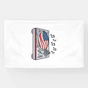 Patriotisches DJ-Plattenspieler-Musik-Vintage-Shir Banner