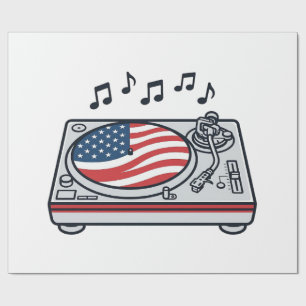 Patriotisches DJ-Plattenspieler-Musik-Vintage-Shir Geschenkpapier