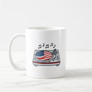 Patriotisches DJ-Plattenspieler-Musik-Vintage-Shir Kaffeetasse