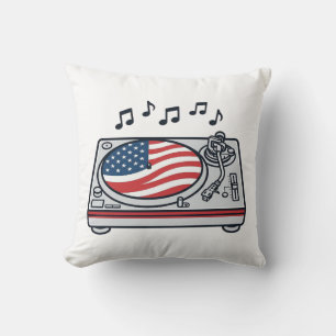 Patriotisches DJ-Plattenspieler-Musik-Vintage-Shir Kissen