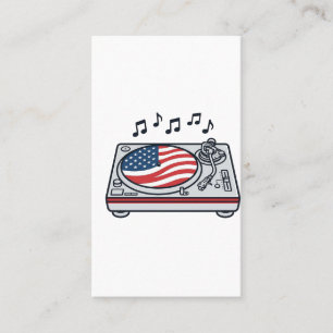 Patriotisches DJ-Plattenspieler-Musik-Vintage-Shir Visitenkarte
