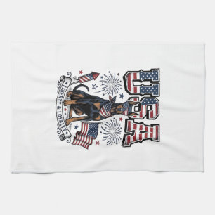 Patriotisches Doberman USA Vintage Gravur Shirt De Geschirrtuch