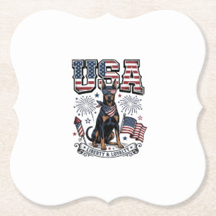 Patriotisches Dobermann-USA-Vintage-Stickerei-Shir Untersetzer