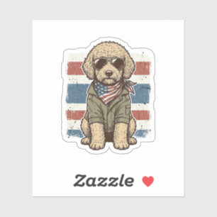 Patriotisches Doodle-Hund Vintage-Gravur-Shirt-Des Aufkleber