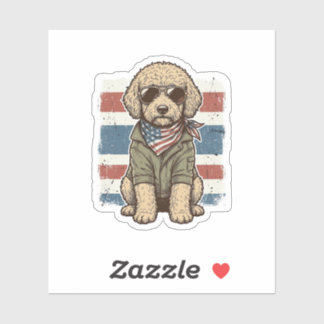 Patriotisches Doodle-Hund Vintage-Gravur-Shirt-Des Aufkleber