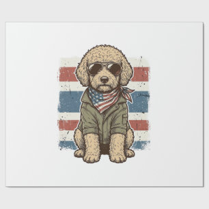 Patriotisches Doodle-Hund Vintage-Gravur-Shirt-Des Geschenkpapier