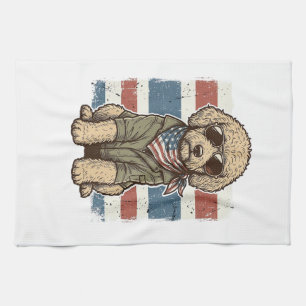 Patriotisches Doodle-Hund Vintage-Gravur-Shirt-Des Geschirrtuch