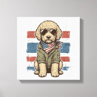 Patriotisches Doodle-Hund Vintage-Gravur-Shirt-Des