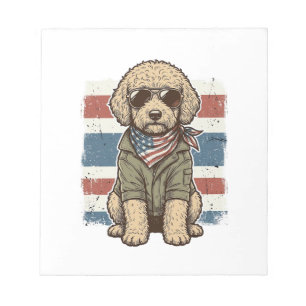 Patriotisches Doodle-Hund Vintage-Gravur-Shirt-Des Notizblock