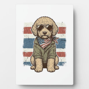 Patriotisches Doodle-Hund Vintage-Stickerei-Shirt- Fotoplatte